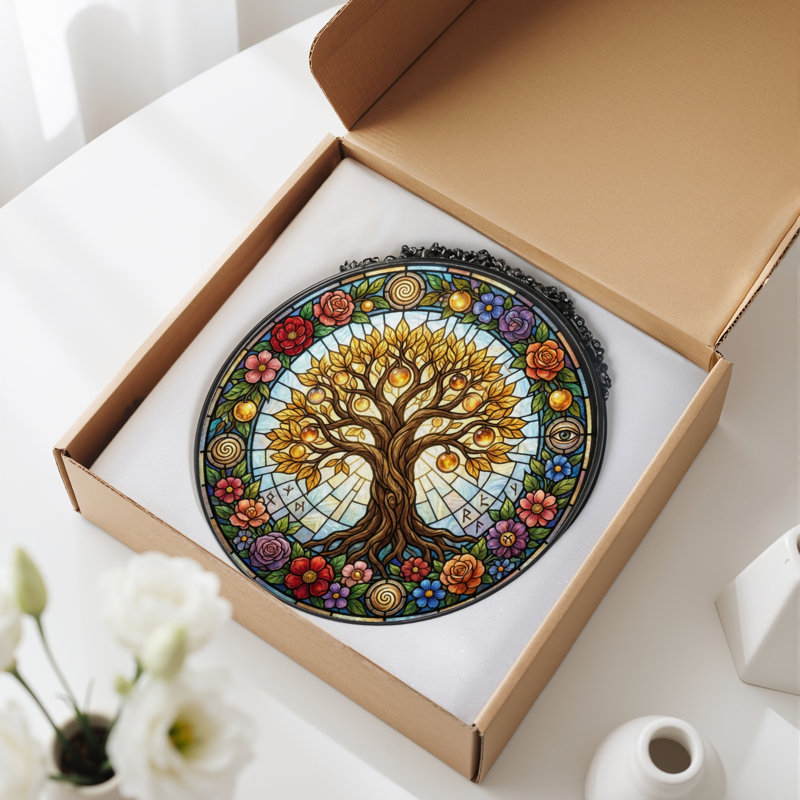 Panneau de vitrail Tree Of Life - 7,8H, H 7,8 po
