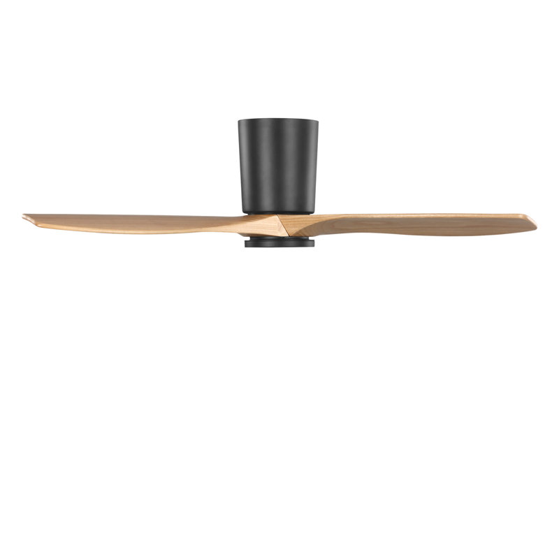 Seyra Smart Hugger LED Ceiling Fan, Natural Honey, 44" Wide, Midnight Black