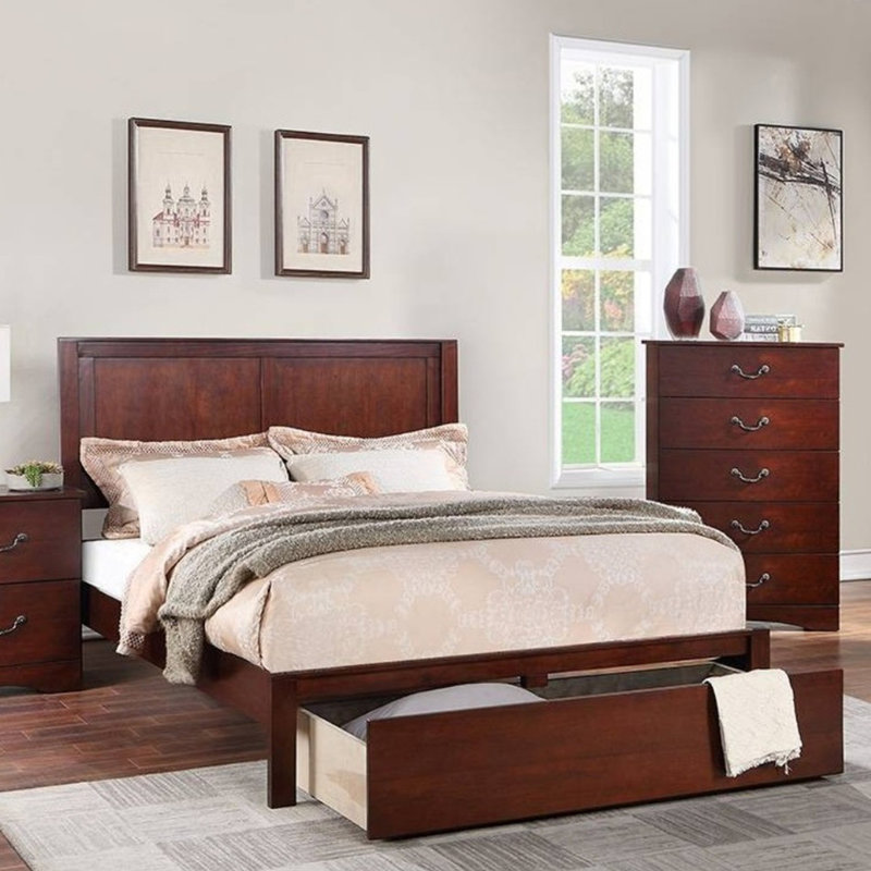 Mobilier de chambre à coucher rustique 1pc, Très grand lit, Cerisier