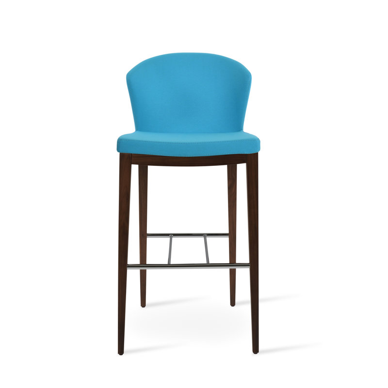 Tabouret de bar et de comptoir Capri, Tabouret de bar (siège d'une hauteur de 29 po), Noyer, Turquoise Era