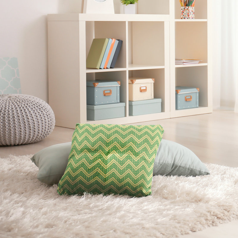 Coussin Rhonda Cheval, 26 po x 26 po, Gris/jaune/vert