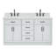 Meuble-lavabo double en bois massif 60 po avec lavabo en marbre de Carrare 0,75 po Jameal-894116610-927237178