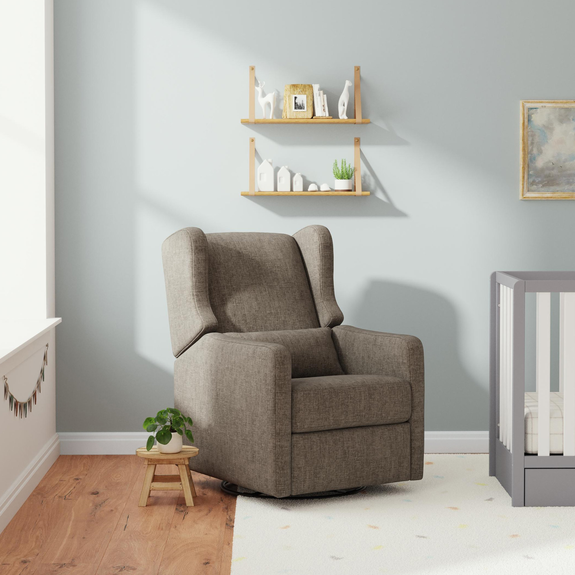 Arlo Recliner and Swivel Glider, Performance Charcoal Polyester Blend