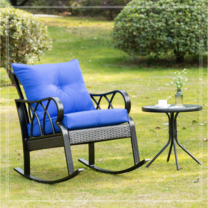ErgoComfort Aluminum Rattan Rocking Chair with Cushions