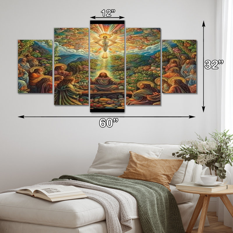 Célébration au paradis de Pâques - décoration murale - 5 panneaux