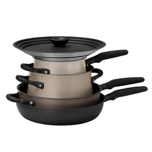 Meyer Accent Series Nonstick And Stainless Steel Induction Cookware Essentials Set, 6 Piece, Cinder And Smoke Edition