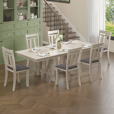 Ensemble de table de salle à manger à rallonge 7 pièces 7 "à 90" Modern