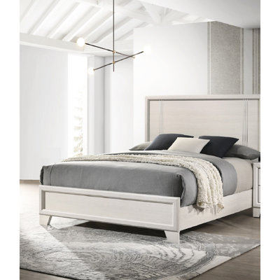 Lit à panneau contemporain pleine grandeur gris anthracite pour chambre à coucher, qualité des éléments en bois, intérieur du plafond tapissier satisfait, art de placage, indispensable