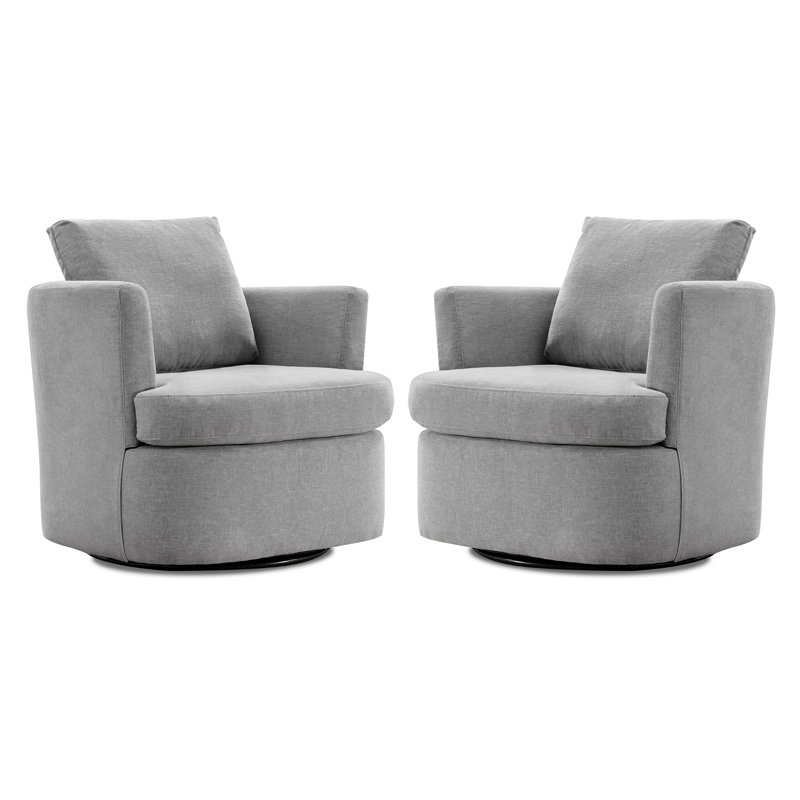 Blendia Upholstered Swivel Barrel Chair (Set of 2), Light Gray