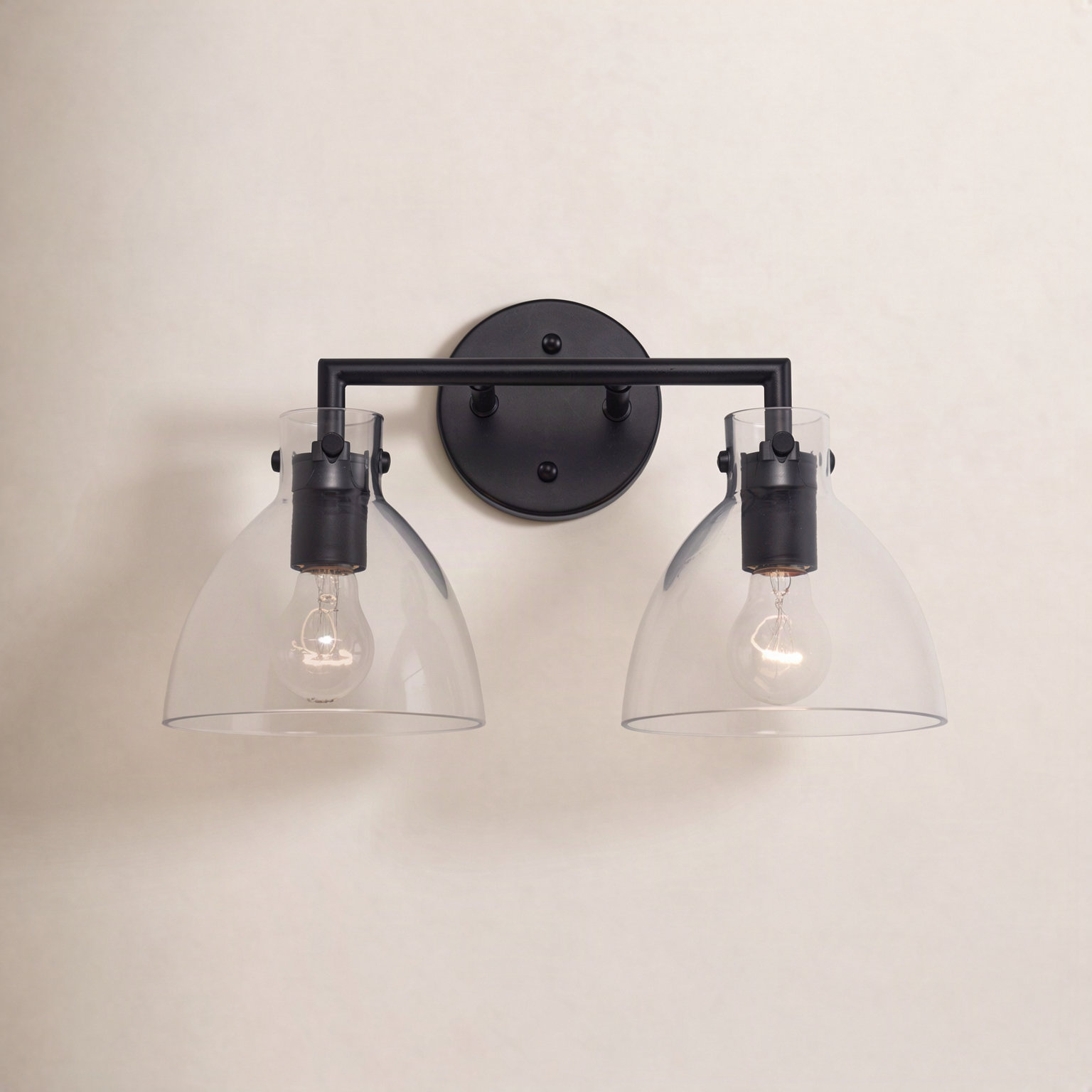 Martins 2-Light Dimmable Vanity Light, Black