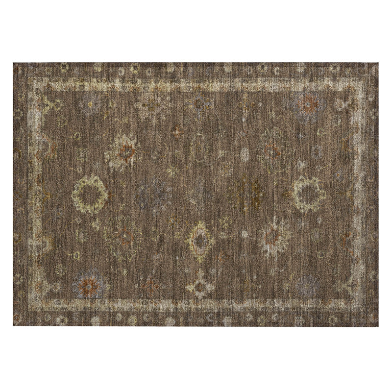 Machine Washable Indoor/Outdoor Xhevrie Chocolate Rug, Rectangle 1'8" x 2'6"