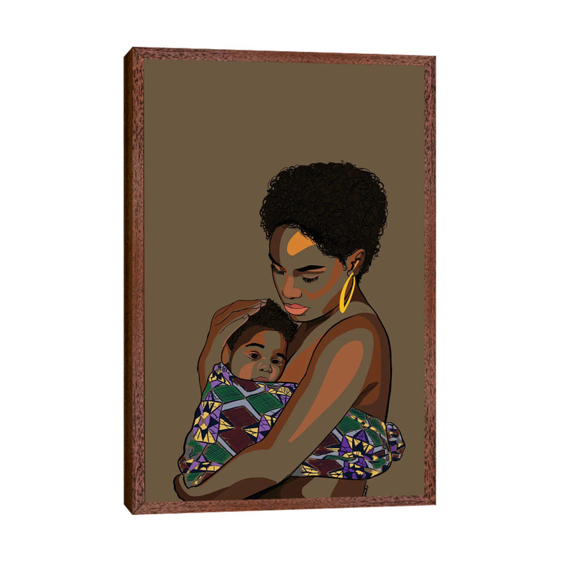 Wrapped Up In Love by NoelleRx - Print on Canvas, 66.04 cm H x 45.72 cm W, Classic Brown Wood Framed