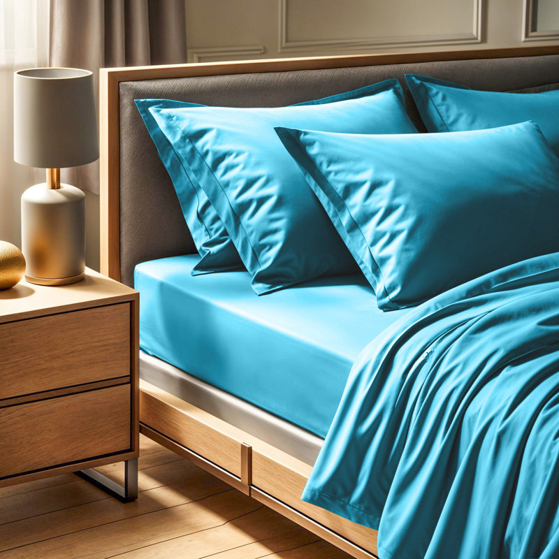 Premium Turquoise Single Fitted Sheet, 35.4 x 78.7 inches | 100% Cotton Ranforce, 155 Thread Count | Machine Washable at 86°F | Soft, Durable, and Comfortable Bedding for a Restful Sleep Experience