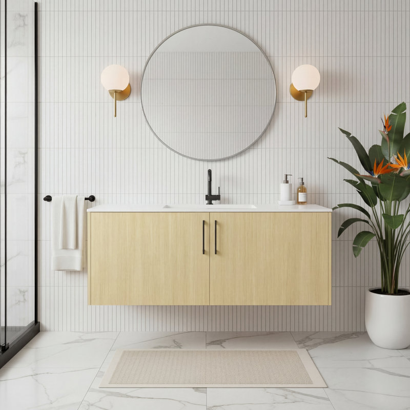 Ensemble de meuble-lavabo mural 48 po Bagoka, Lago, 48", Noir mat