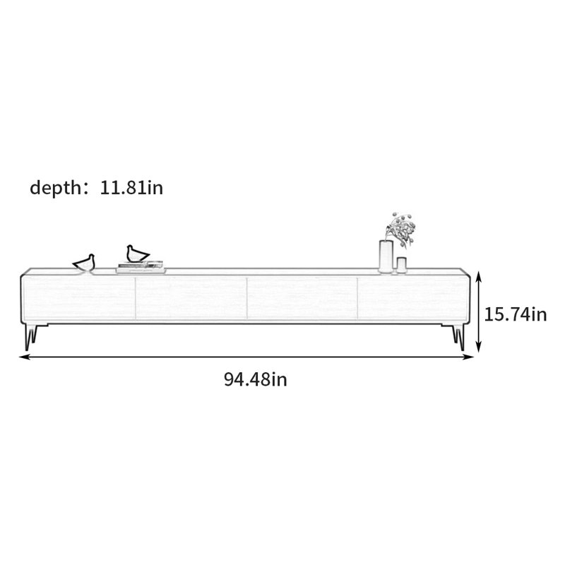 Clarine, 15.74" H x 94.48" W x 11.81" D