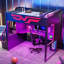 Lit mezzanine pleine grandeur avec bureau, escalier de rangement, lumières DEL et USB