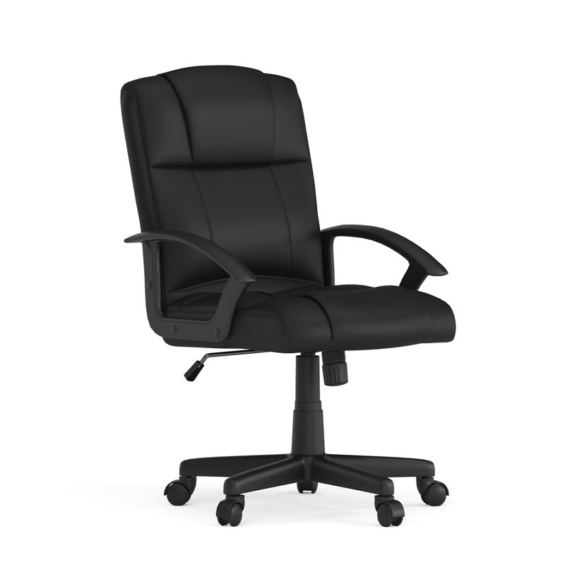 Mid-Back LeatherSoft Office Chair with Armrests