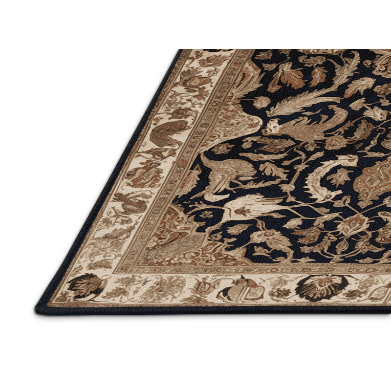 Tapis brun lavable à la machine, Rond 5 pi