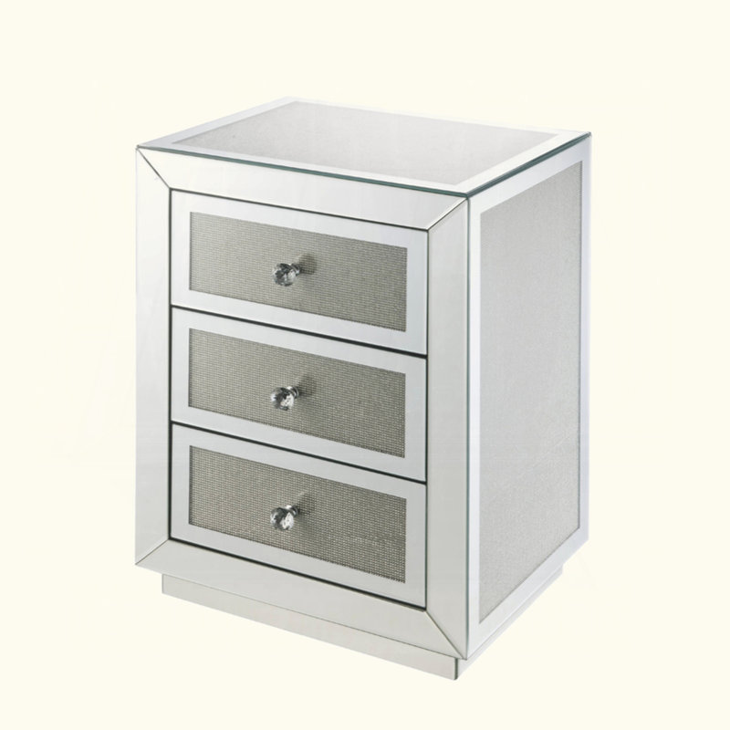 Table de chevet avec trois tiroirs Glam Style