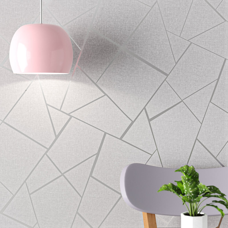 Fractal 10m x 53cm Wallpaper Roll, Silver