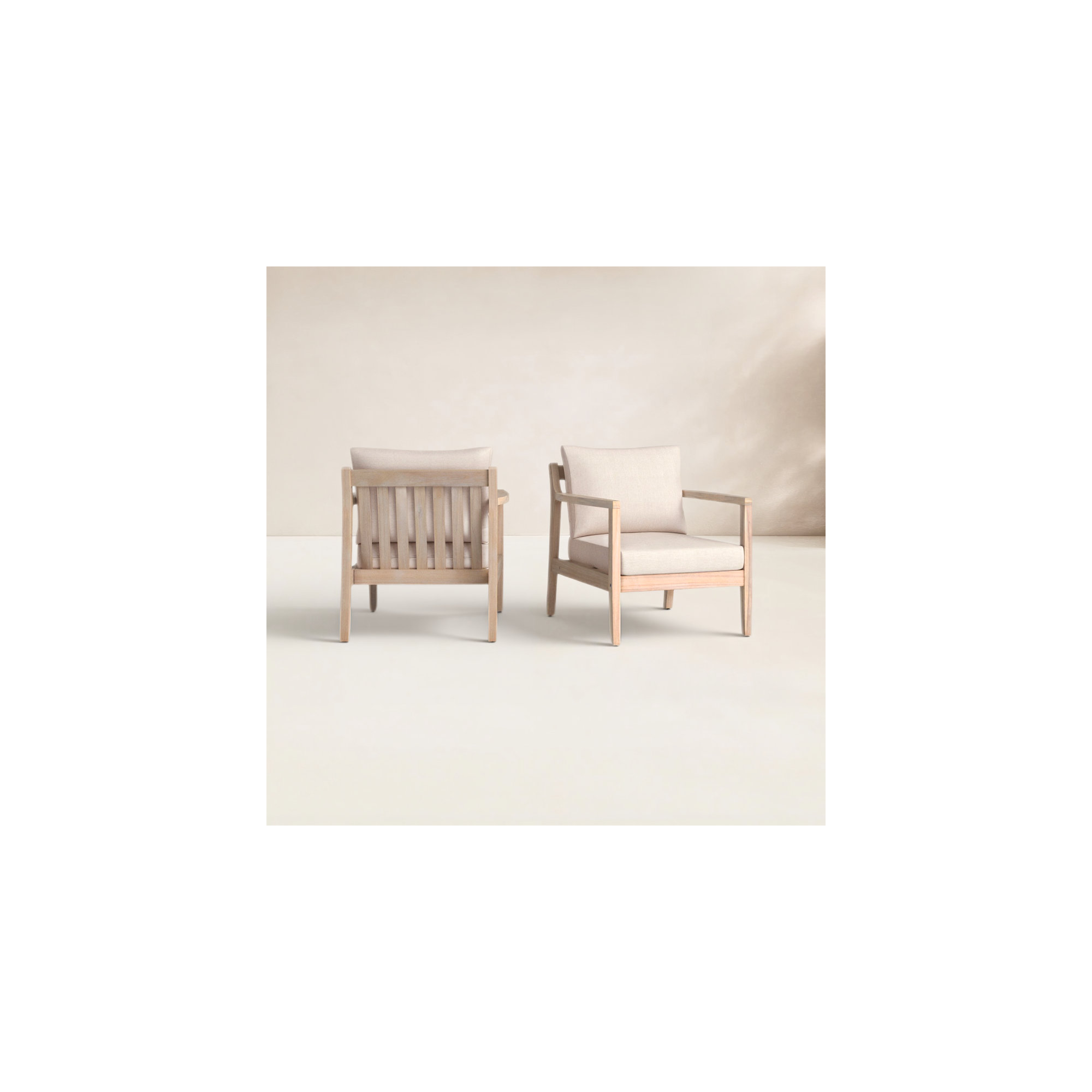 Amina Acacia Outdoor Lounge Chair, Beige Performance