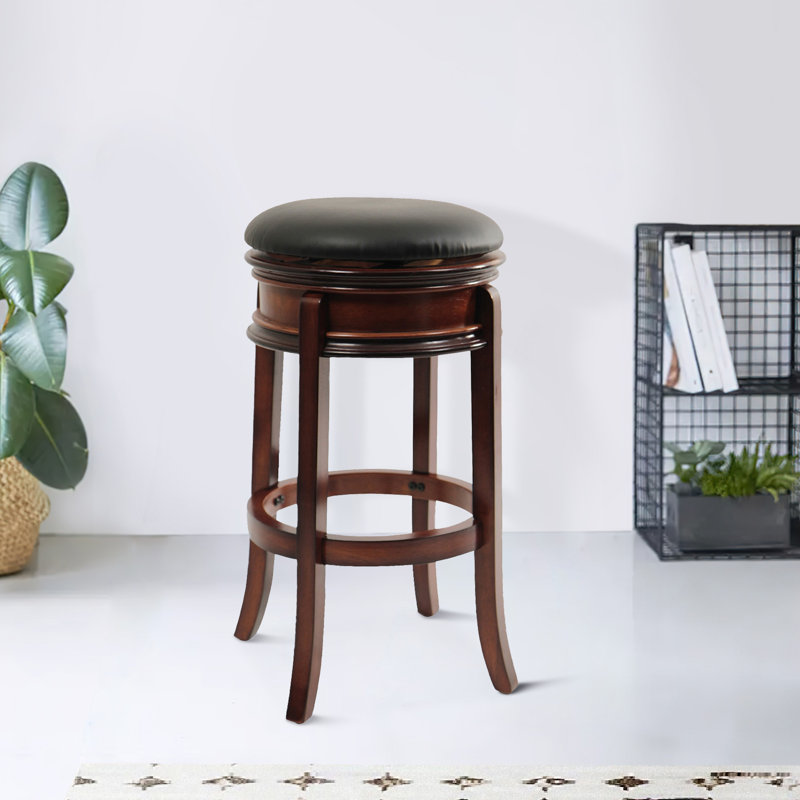 Sabi 29" Brown & Black Vegan Leather Swivel Counter Stool