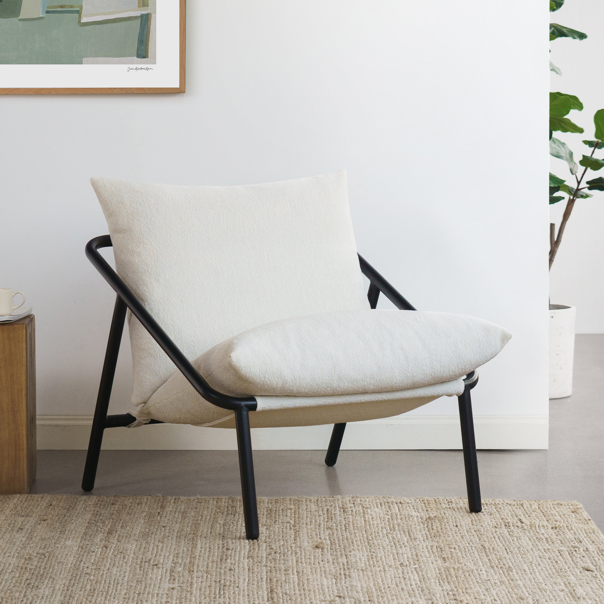 Two Modern Metal Frame Sling Armchairs | Wayfair