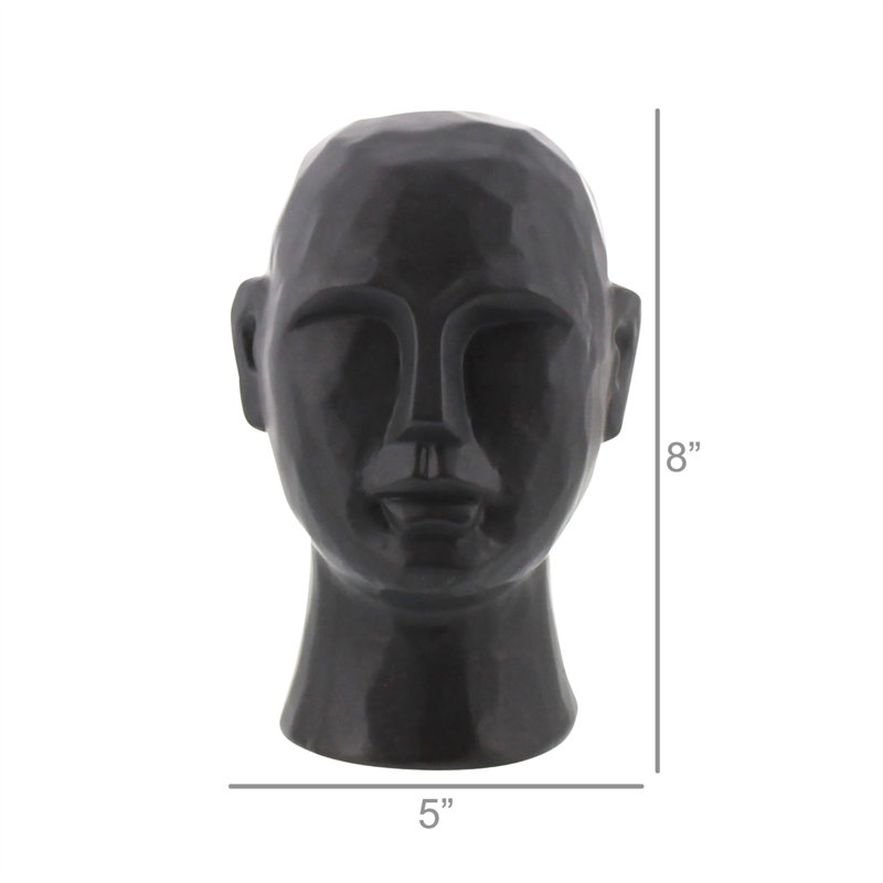 Buste géométrique Gennoviva Gris, H 8 po x l 5 po x P 5 po, Noir