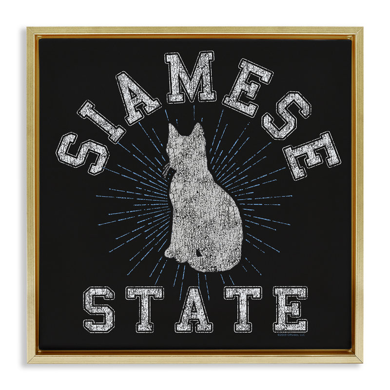 Art mural sur toile Siamese Cat State Floater par Spirit Animals / Life Is High, Cadre flottant métallique doré