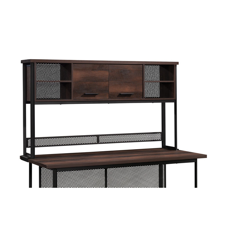 Wood Hutch With Concealed Compartments, Brown