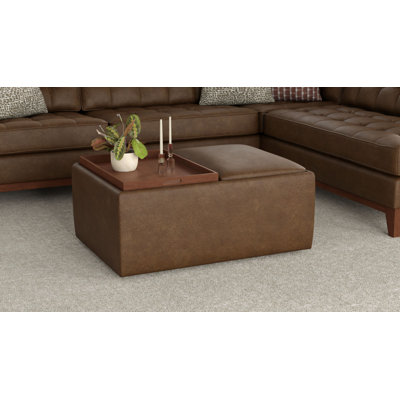 brown reversible tray top storage ottoman by Latitude Run