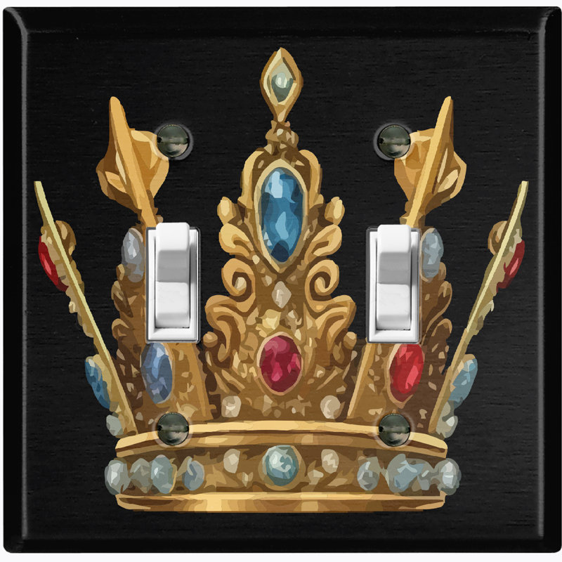 Plaque murale standard à 2 interrupteurs à bascule Elegant Jewel Crown