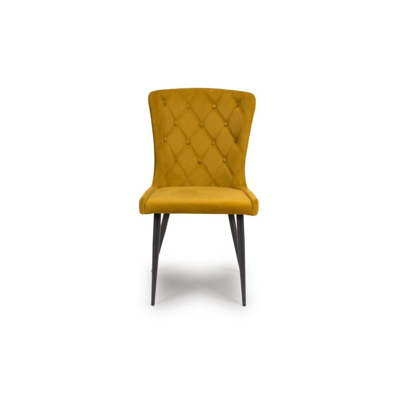 Padmukh 49cm H Tufted Velvet Upholstered Side Chair, Mustard