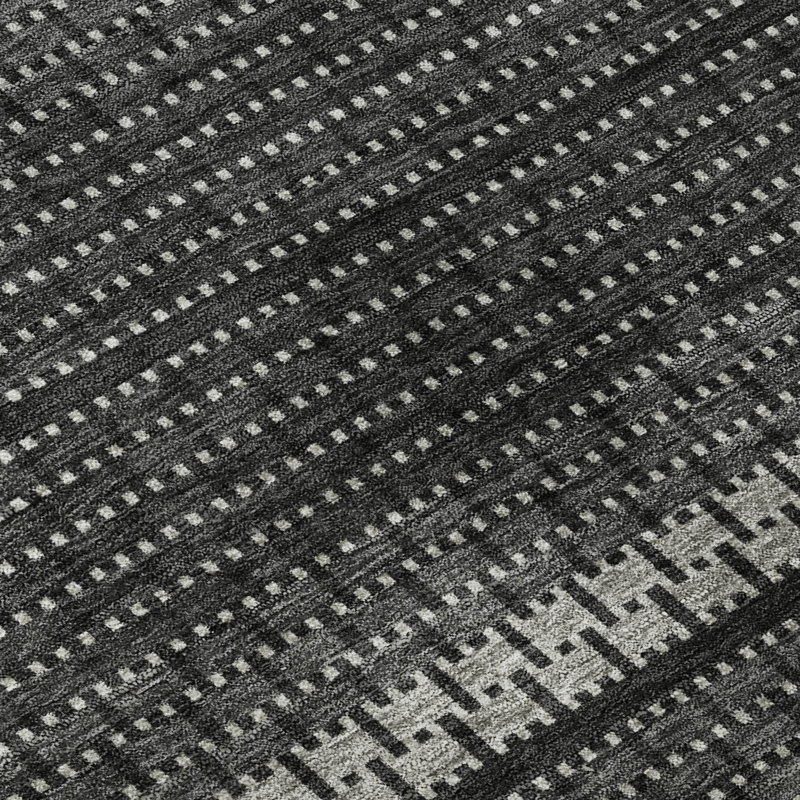 Premium Machine Washable Mayfield AMF2427 Striped Rug, 8' x 10', Black