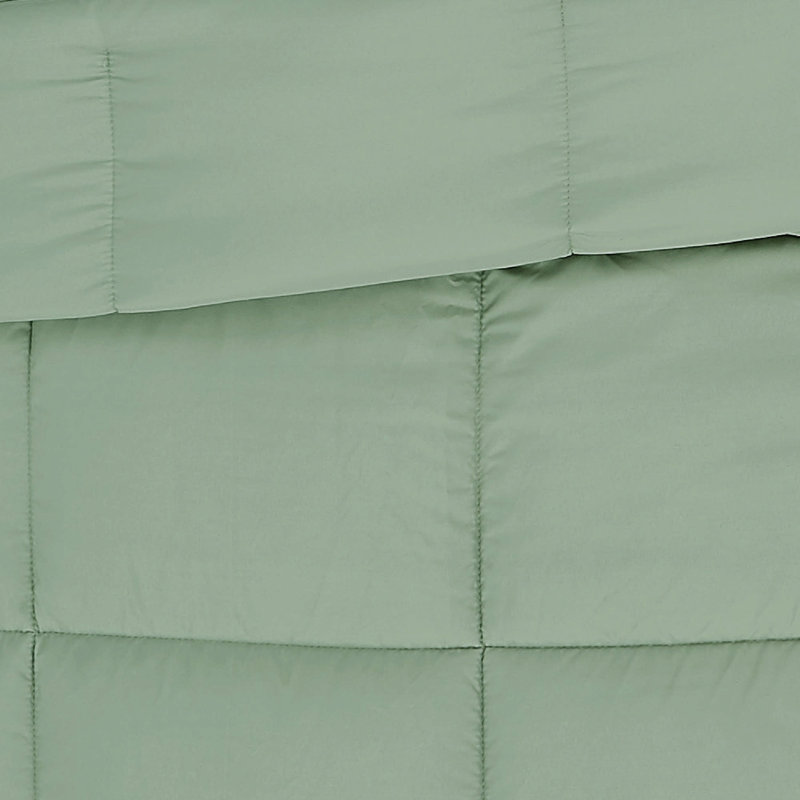 Truly Soft Garment Wash Solid Comforter Set, Green, Twin Extra Long Comforter + 1 Standard Sham