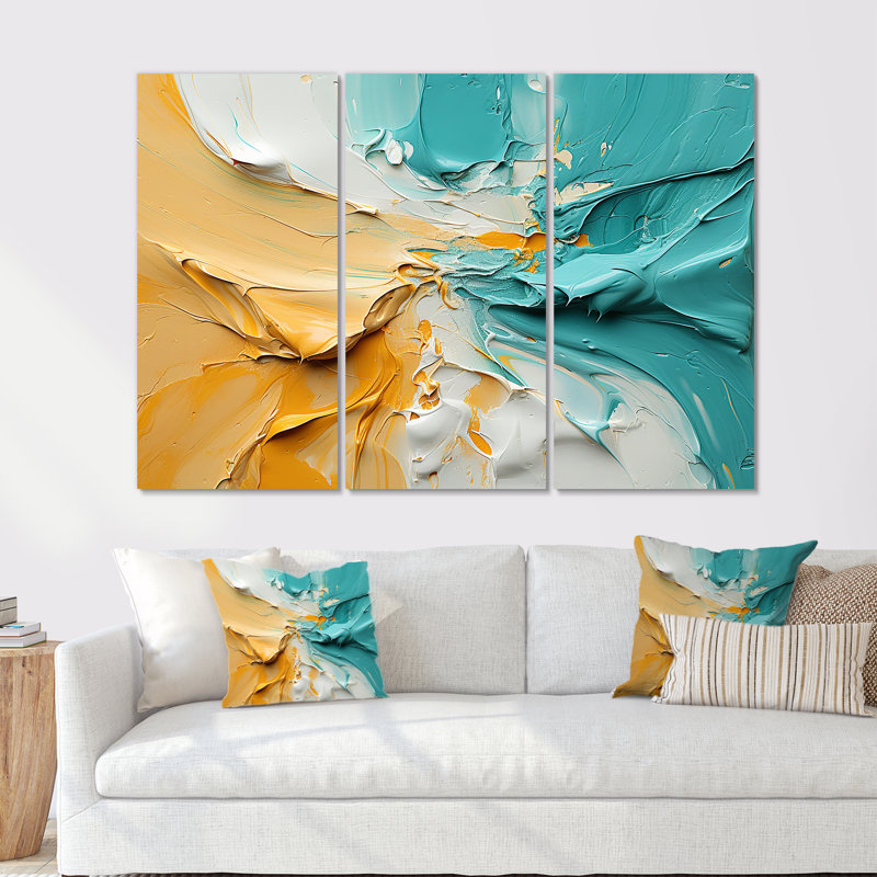 «Existentiel Beach Breaking Waves - Ensemble de décoration murale plage et océan, Toile tendue, H 40 po x l 60 po x P 1 po