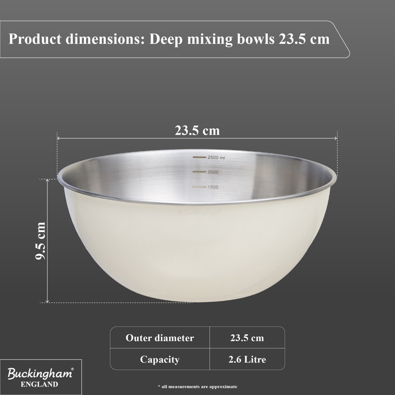 Buckingham Stainless Steel Deep Mixing Bowl Colour Coated  , Cream