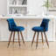 Ensemble de 2 tabourets de comptoir capitonnés avec garniture cloutée - bleu-2112068658