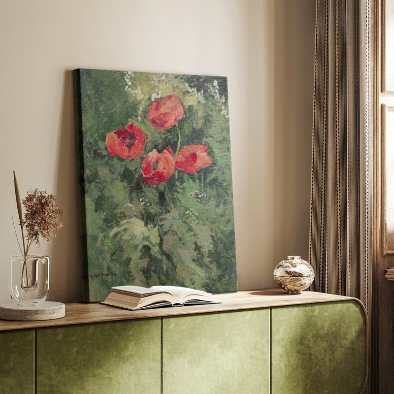 Motif floral rétro CCLX - galerie Cavas, H 18 po x l 12 po