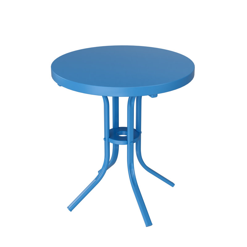 Round Patio Side Table, All-Weather Outdoor Coffee Table End Table with Powder Coated Frame, Small Outdoor Table for Deck Backyard Garden Pool Lawn Porch