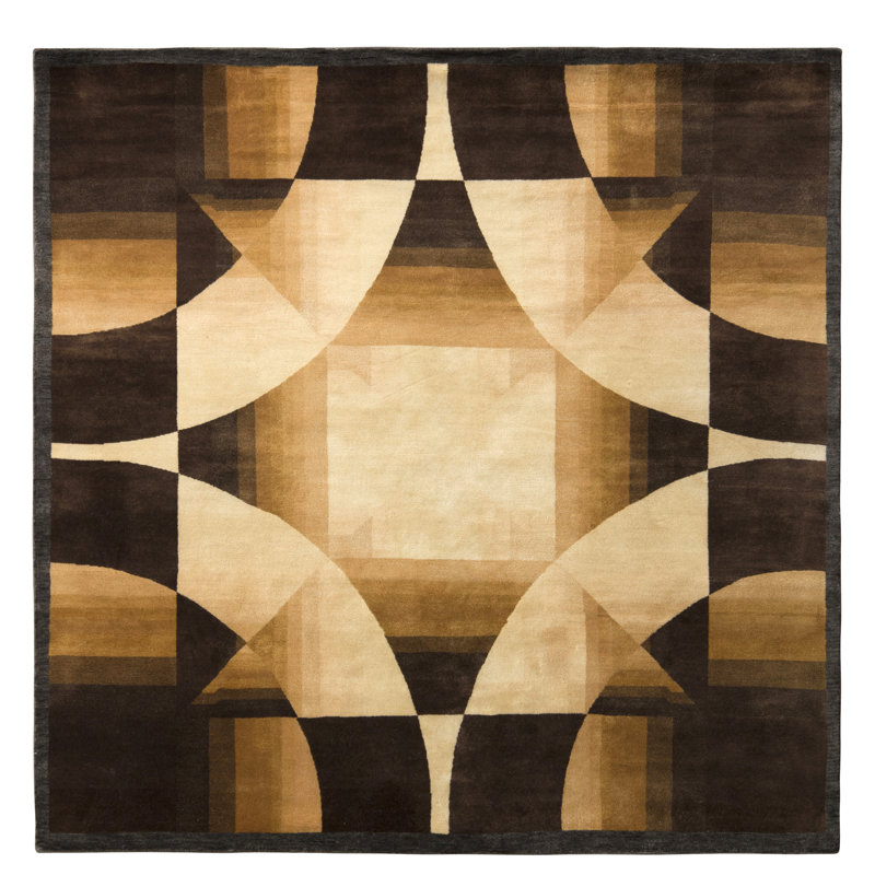 Rug & Kilim’S Art Deco Rug In Beige And Brown Geometric Pattern, Rectangle 10' x 14'