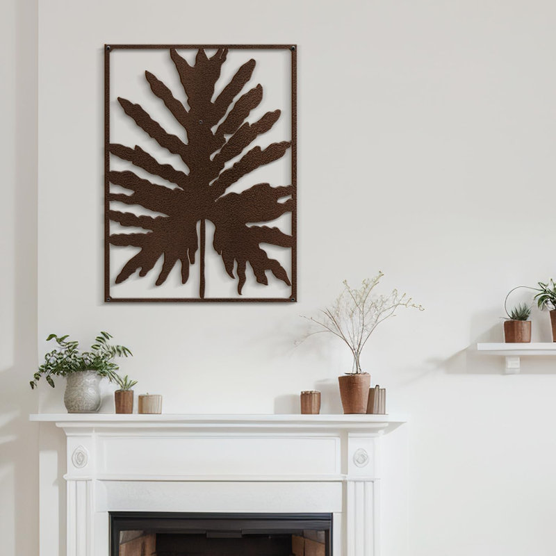 Chêne feuille minimaliste moderne abstrait sculpture décorative murale décoration murale, H 36 po x l 26,87 po x P 0,05 po