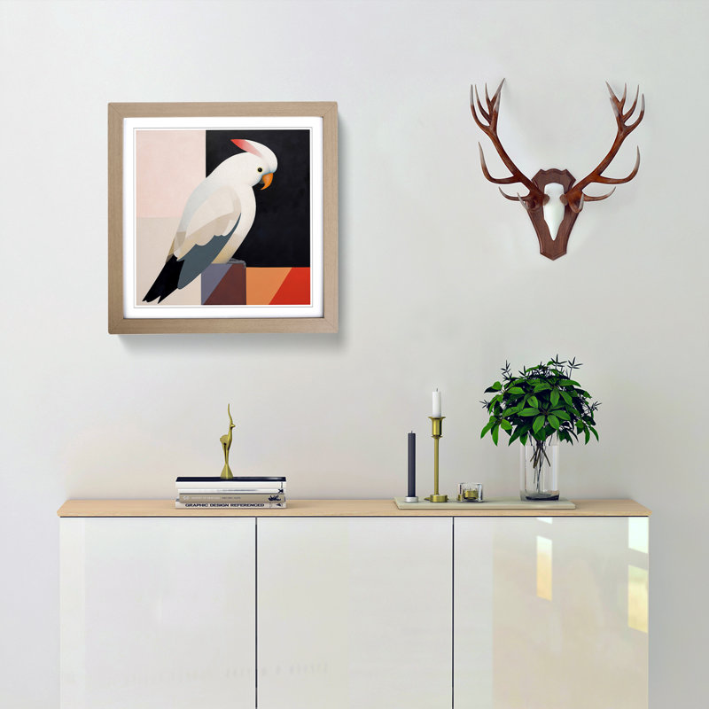 Cockatoo Suprematism No.1 - Framed Print, Oak