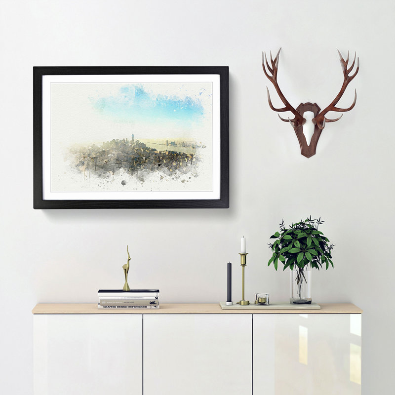 Manhattan New York in Abstract - Framed Print, Black, 40cm H x 60cm W x 2cm D