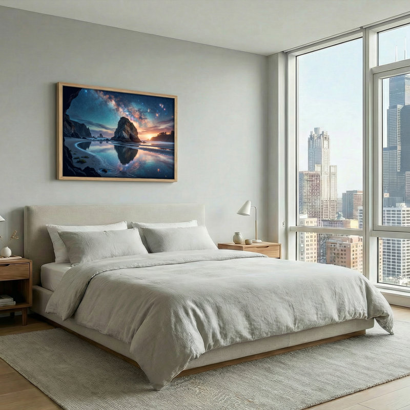 Ensemble de 1 tableau sur toile « Ciel étoilé », H 28 po x l 40 po, Natural