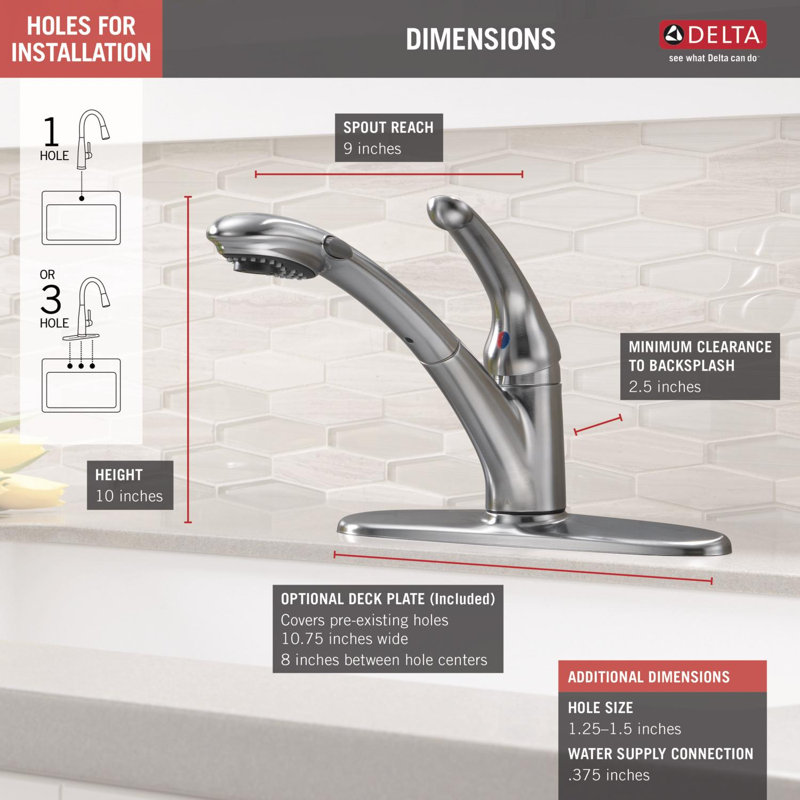 Signature Pull Out Sprayer Kitchen Sink Faucet, Single Handle Kitchen Faucet, Arctic Stainless