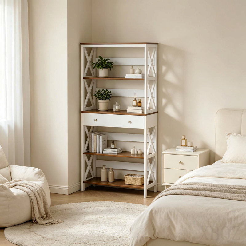 Chic Storage Shelf, Display Shelf, Bookshelf with Drawer, Display Rack in office
