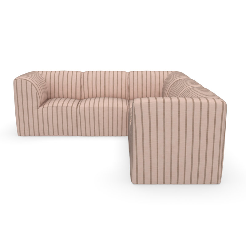 Fleener 124" Sunbrella® Outdoor Sofa, Pink Striped Sunbrella®