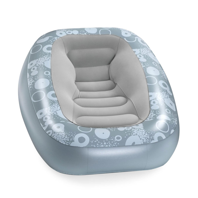 Bestway Comfi Cube Deluxe Inflatable Indoor or Outdoor Padded Lounge Chair, Gray