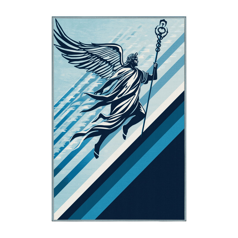 Tapis à chevrons doux et moelleux moderne et contemporain bleu Kater Hermes - Reliure bleu ciel, 3 X 5